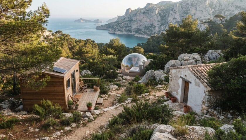 cabanes, bulles ou cabanons : découvrez des hébergements insolites près des calanques pour prolonger votre escapade et passer une nuit au calme.
